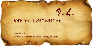 Váry Lóránt névjegykártya