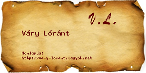 Váry Lóránt névjegykártya